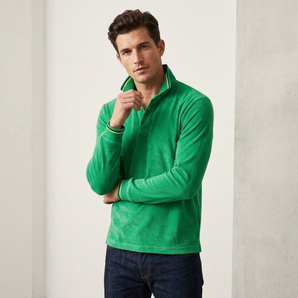 WKND Skateboards UK Green Terry Long Sleeve Polo Shirt Small Cotton $99